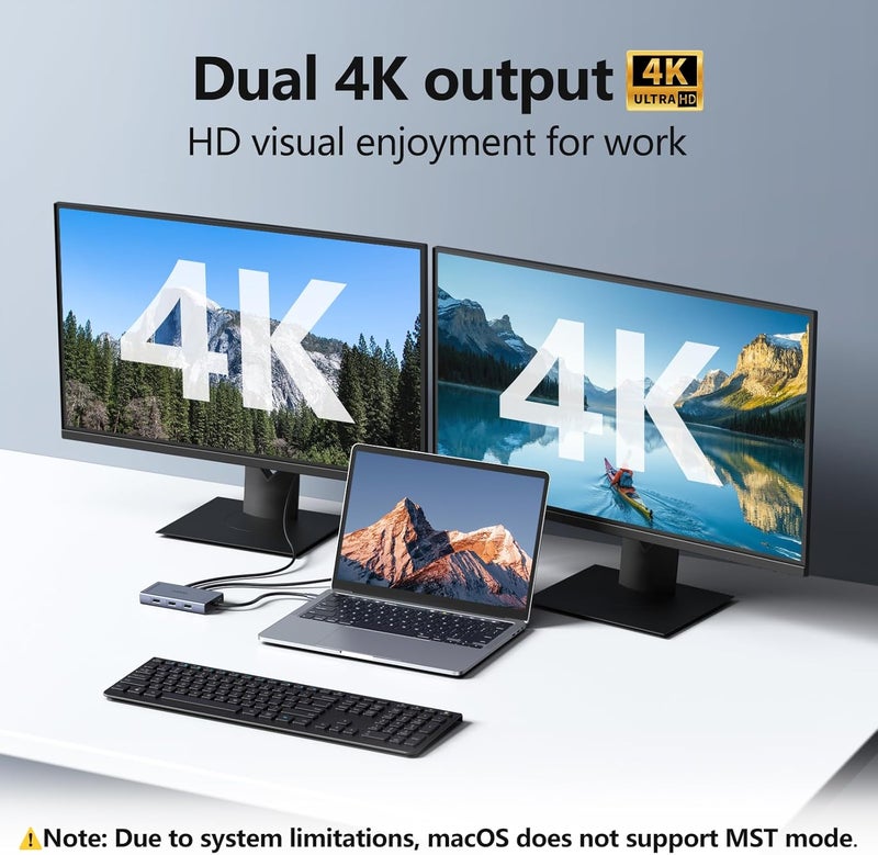 Melelink USB C Docking Station Dual HDMI Monitor Adapter, USB C Hub 3 Monitors Adapter with 2x HDMI 4K,Displayport,VGA,100W PD Charging,3 USB2.0, 8 in 1 Laptop Docking Station for Dell, HP, Lenovo,etc - Image 3